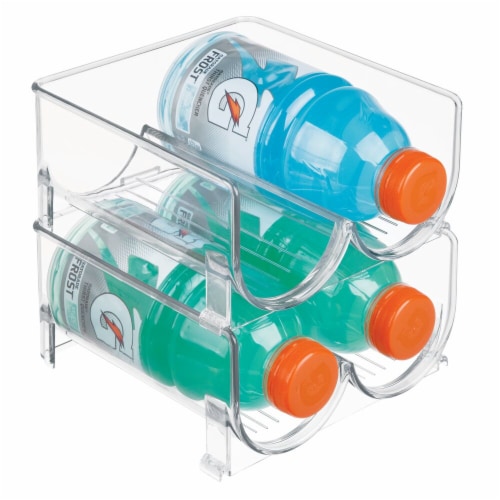 mDesign Plastic Stackable Water Bottle Storage Organizer Rack - 8.06 x  11.51 x 3.99, 8 Pack, Clear