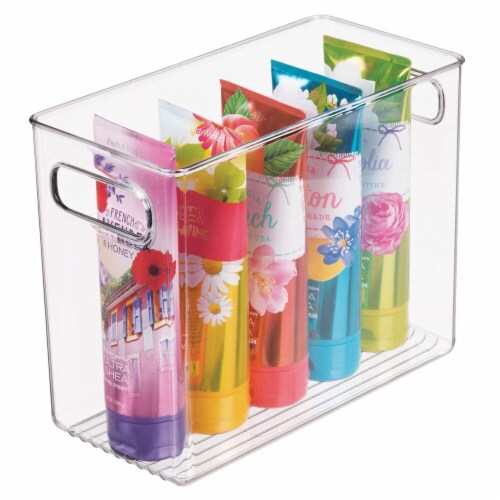 mDesign Plastic Bathroom Storage Organizer Basket Bin - Clear