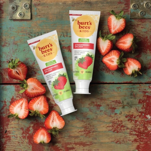 Burt's Bees Strawberry Splash with Fluoride Kids Toothpaste Perspective: left