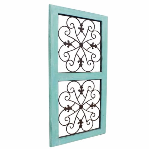 Benzara Traditional Mango Wood Framed Wall Panel - Green/Brown Perspective: left