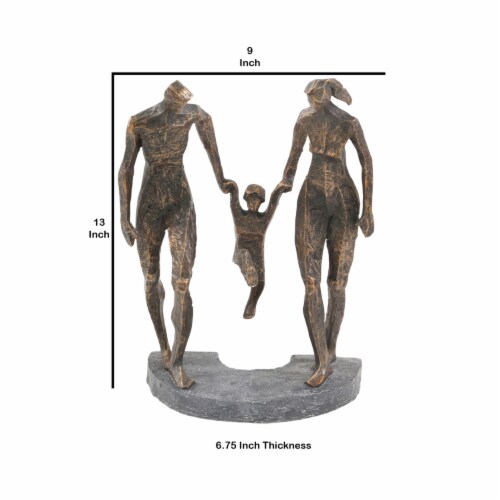 Saltoro Sherpi Miniature Polyresin Family Statuetted, Bronze and Gray