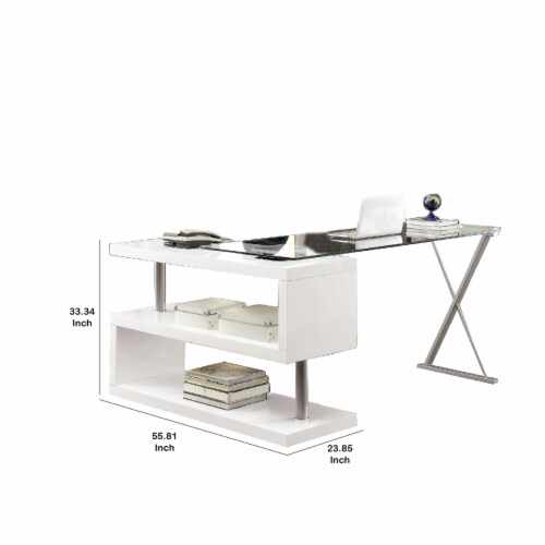 White desk with shop clear top