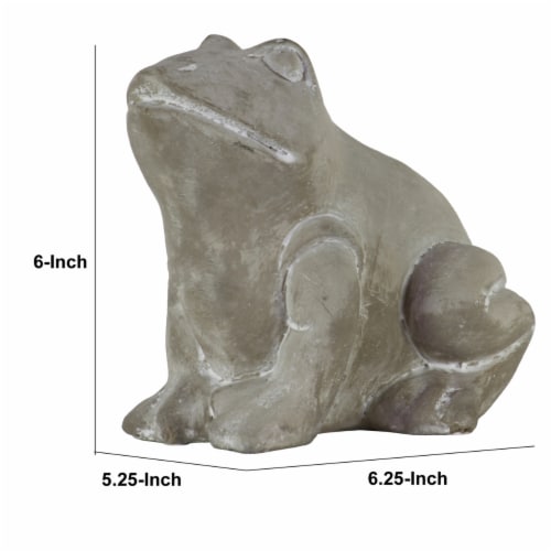 Benjara BM209427 6 H x 5.25 x 6.25 in. Cemented Sitting Frog Figurine with Closed Legs & Wash Perspective: left
