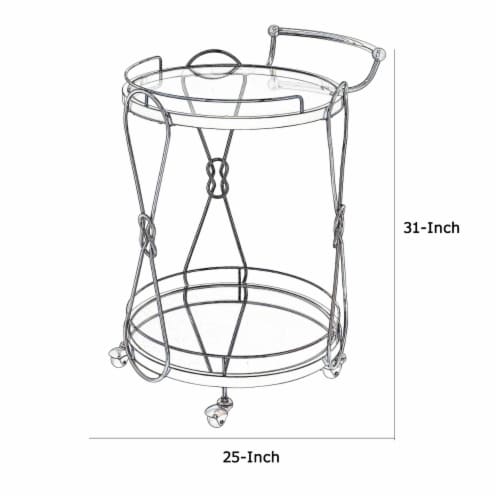 Serving Cart with 2 Glass Shelves and Caster Support, Gold and Clear- Saltoro Sherpi Perspective: left