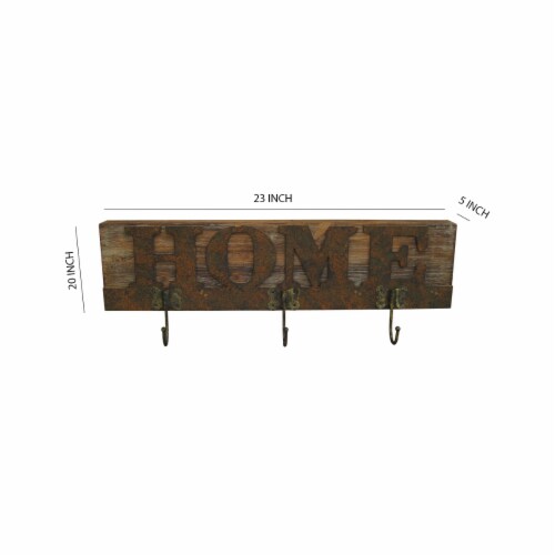 Traditional Wooden Rustic Plaque with Home Engraved, Brown- Saltoro Sherpi Perspective: left