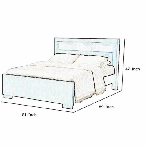 3 Open Bookcase Eastern King Size Bed with Soft Light, Brown Perspective: left