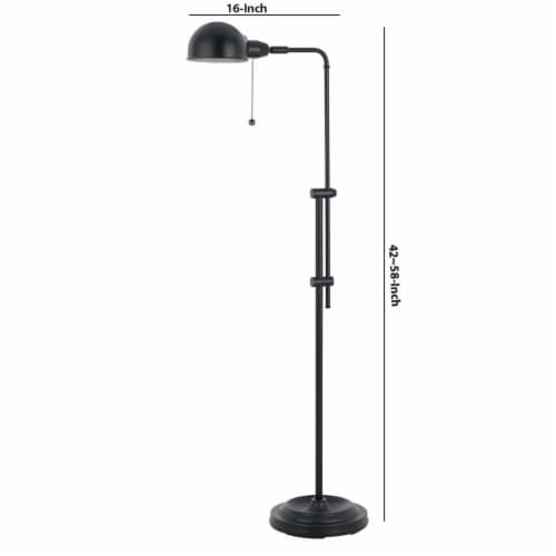 Adjustable Height Metal Pharmacy Lamp with Pull Chain Switch, Black- Saltoro Sherpi Perspective: left
