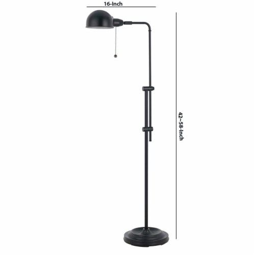 Adjustable Height Metal Pharmacy Lamp With Pull Chain Switch, Black - Saltoro Sherpi Perspective: left