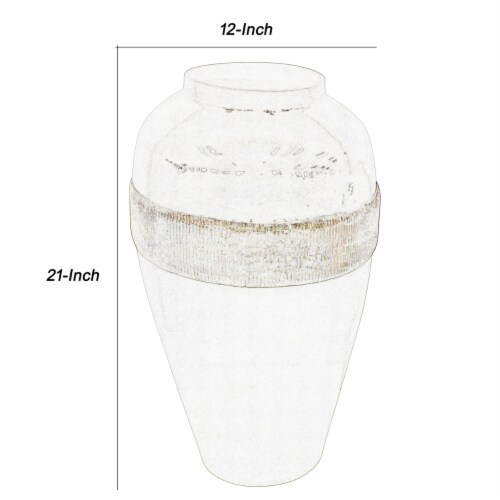 Glass Frame Vase with Tapered Body Design in White and Brass Perspective: left