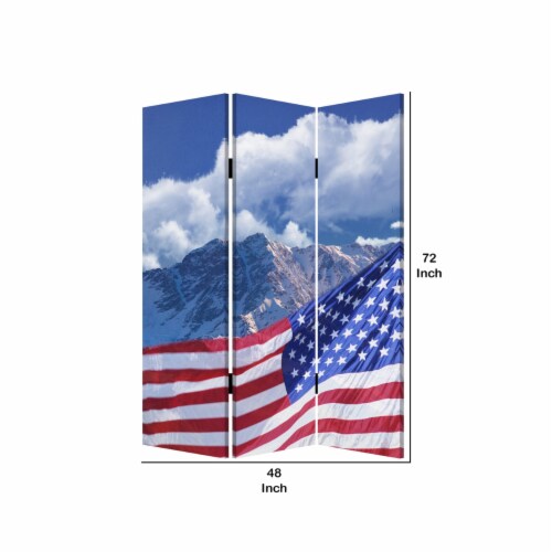 48 X 72 Multi Color Wood Canvas Model American Flag Screen 48 X 72 Multi Color Wood Canvas Model American Flag Screen