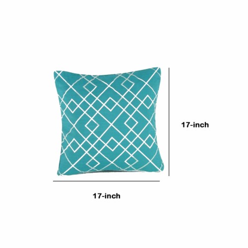 Geometric Pattern Fabric Accent Pillow, Blue and White Perspective: left