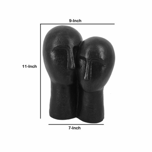 11 Inch Polyresin Couple Head Sculpture, Black Saltoro Sherpi, 1 unit