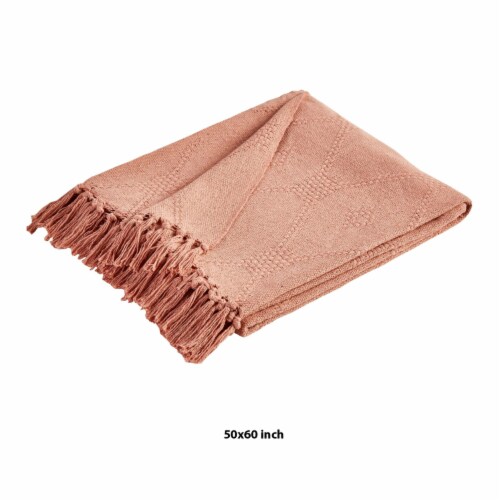 Lyon Fabric Throw with Textured Waffle Weave Design The Urban Port, Set of 2, Beige- Saltoro Perspective: left