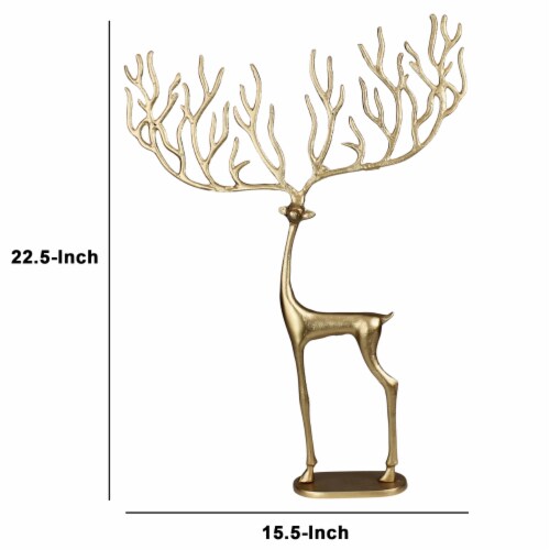 Metal Standing Reindeer Accent Decor with Big Antlers Large Set