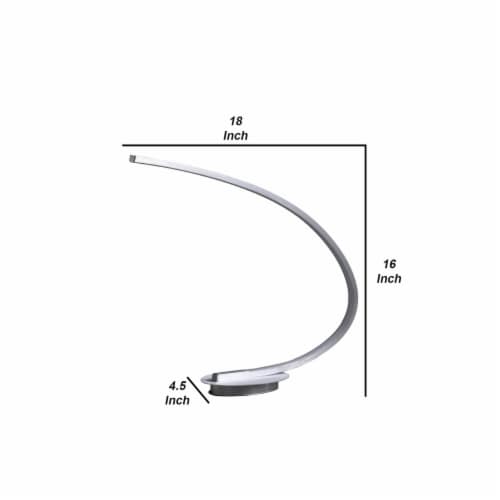 Table Lamp with Arched Tube LED, Brushed Silver- Saltoro Sherpi Perspective: left
