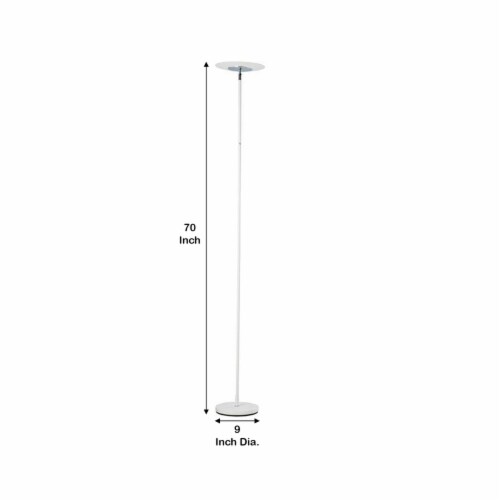 Floor Lamp with Adjustable Torchiere Head and Sleek Metal Body, White- Saltoro Sherpi Perspective: left