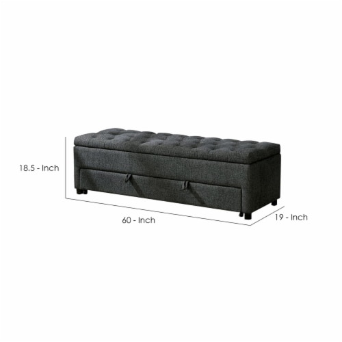 Dark gray shop storage bench