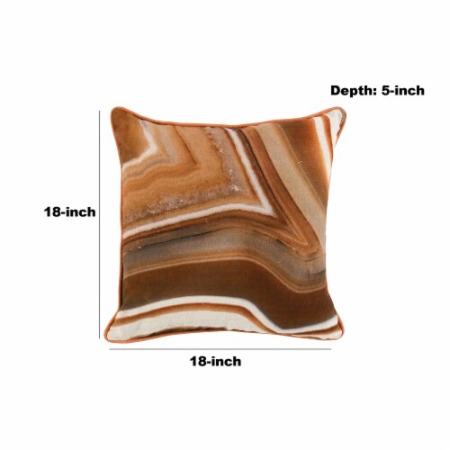 Woven Textured Fabric Throw Pillow with Abstract Pattern, Orange Perspective: left