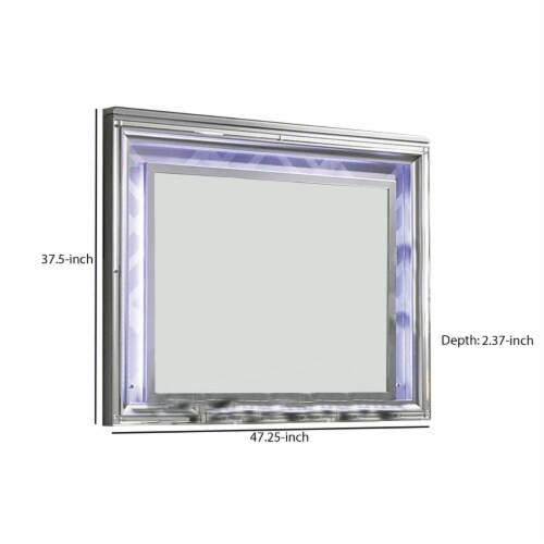 Wall Mirror with LED light and Wooden Frame, Silver Perspective: left