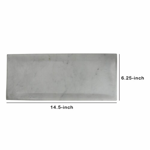 Rectangle Marble Plate with Raised Edges, Medium, White,Saltoro Sherpi Perspective: left