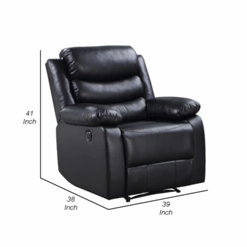 Benzara BM269194 41 x 39 x 38 in. Power Recliner with Pocket Coil Seating & Pillow Top Arms, Perspective: left