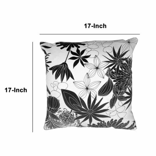 17 x 17 Inch Decorative Square Cotton Accent Throw Pillows, Classic Floral Print, Set of 2, Perspective: left