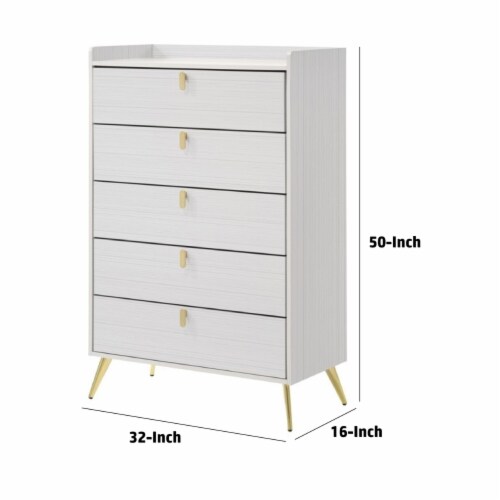 Cos 50 Inch Wood Tall Dresser Chest 5 Drawers Metal Handles White Gold Saltoro Sherpi 32x16x50 Fry s Food Stores