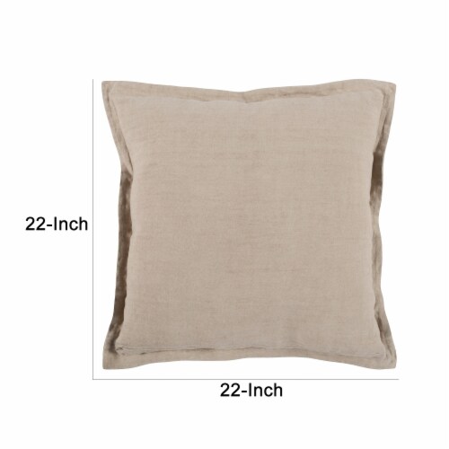 Pixie 22 x 22 Square Soft Fabric Accent Throw Pillow, Flange Edges, Beige Perspective: left