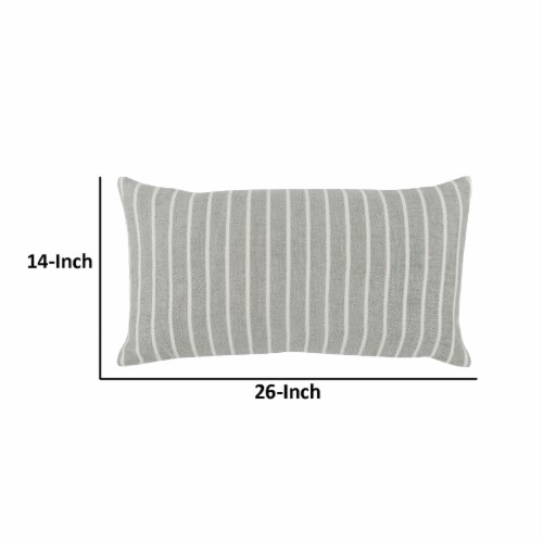 14 x 26 Accent Lumbar Pillow, Down, Striped Pattern, Gray, White Fabric Perspective: left