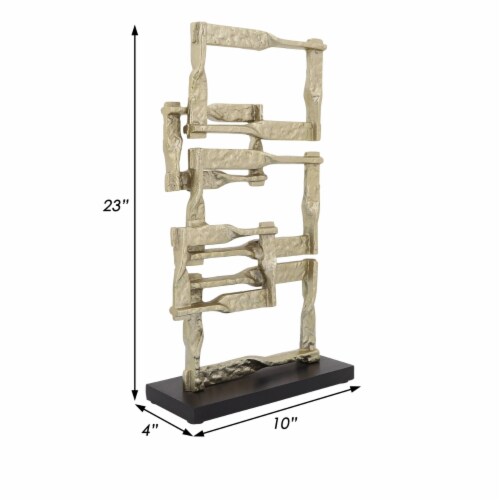 Jodie 23 Inch Metal Modern Accent Decor, Stacked Squares, Block Base, Gold- Saltoro Sherpi Perspective: left