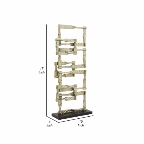 Jodie 27 Inch Metal Modern Accent Decor, Stacked Squares, Block Base, Gold- Saltoro Sherpi Perspective: left