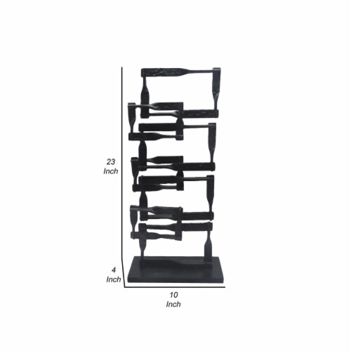 Jodie 27 Inch Metal Modern Accent Decor, Stacked Squares, Block, Black- Saltoro Sherpi Perspective: left