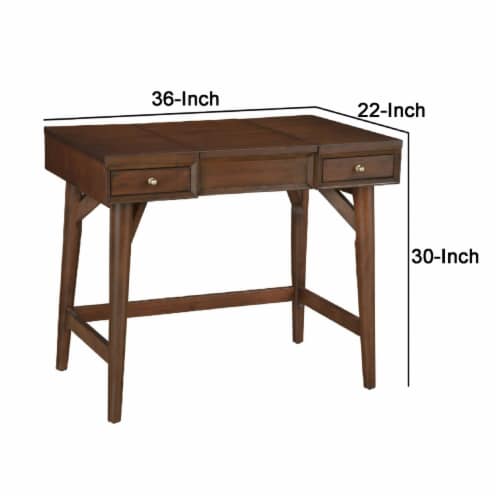 Ian 36 Inch 2 Drawer Vanity Desk Flip Up Mirror Mahogany Walnut