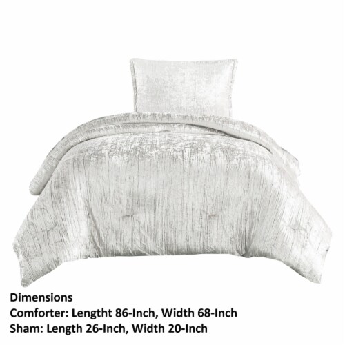 Jay 2 Piece Twin Comforter Set Polyester Velvet Deluxe Texture White Saltoro Sherpi 86x68x0.3 Kroger