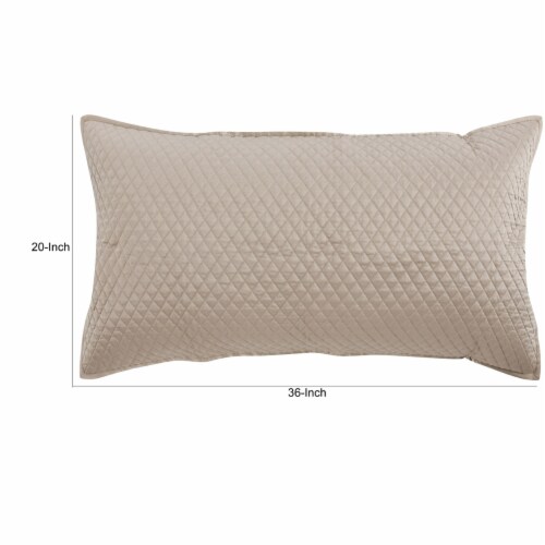Kahn Hand Quilted Lumbar King Size Pillow Sham, Self Binding, Matte Brown- Saltoro Sherpi Perspective: left