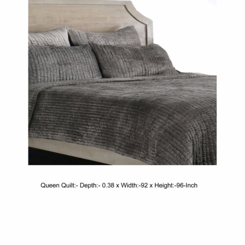 Lipa 92 x 96 Handmade Queen Quilt, Polyfill, Cotton Binding, Dessert Brown- Saltoro Sherpi Perspective: left
