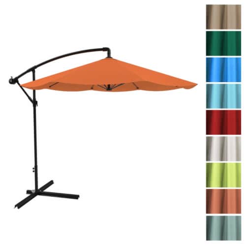 Pure Garden Patio Umbrella Cantilever 10 Ft Terracotta Easy Crank Outdoor Shade Perspective: left