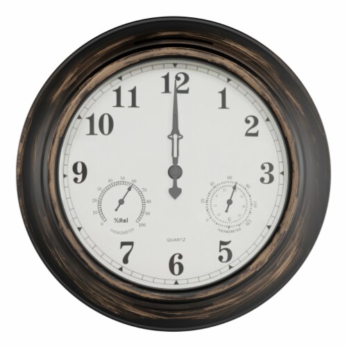 Wall Clock Thermometer-Indoor Outdoor Decorative Large 18 inch  Waterproof Clock, Temperature Perspective: left