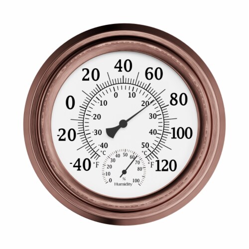 Large Metal 18 Inch Indoor Outdoor Home Patio Wall Clock Hygrometer  Temperature Gauge, 1 unit - Metro Market