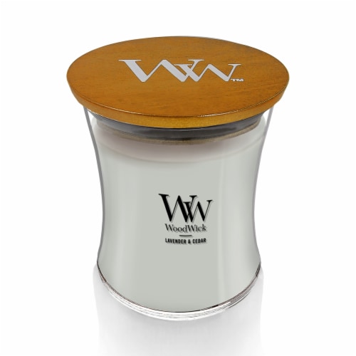 WoodWick Medium Hourglass Candle, Lavender & Cedar Scent, 9.7oz Perspective: left