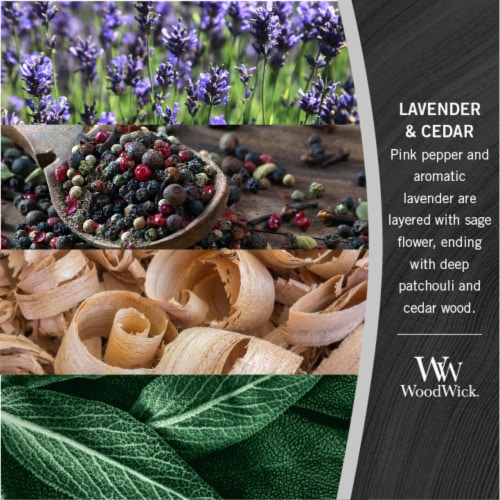 WoodWick® Lavender & Cedar Scented Jar Candle Perspective: left