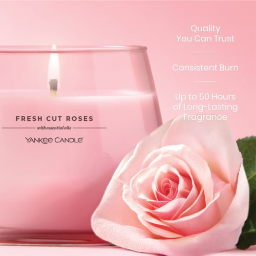 Yankee Candle Studio Scented Candle with up to 50 Hour Burn Time, Fresh Cut Roses Perspective: left