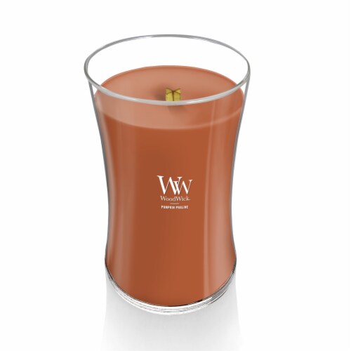 WoodWick Pumpkin Praline Scented Large Hourglass Candle, 21oz Perspective: left