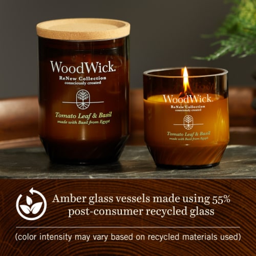 WoodWick® Tomato Leaf & Basil Large ReNew Candle Perspective: left