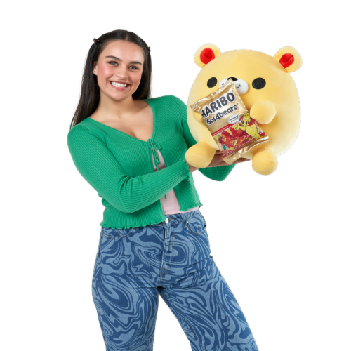 Zuru Snackles Series 1 Plush Gold Bear & Haribo® Perspective: left