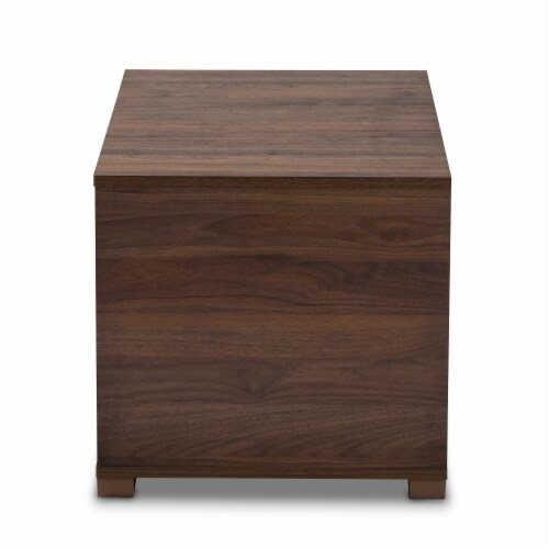 Baxton Studio Jasper Modern Walnut Brown Finished 2 Door Wood Cat Litter Box Cover House Perspective: left