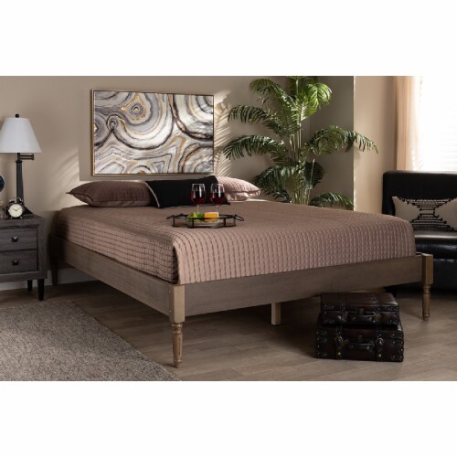 Baxton Studio Colette Mid Century Wood Platform Queen Bed in