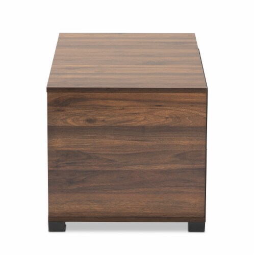 Baxton Studio Connor Walnut Brown Finished 2-Door Cat Litter Box Cover House Perspective: left