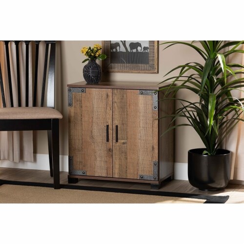 Wholesale Interiors ID-SC001-Yosemile Oak-Shoe Rack Baxton Studio Cyrille Modern & Contempora Perspective: left