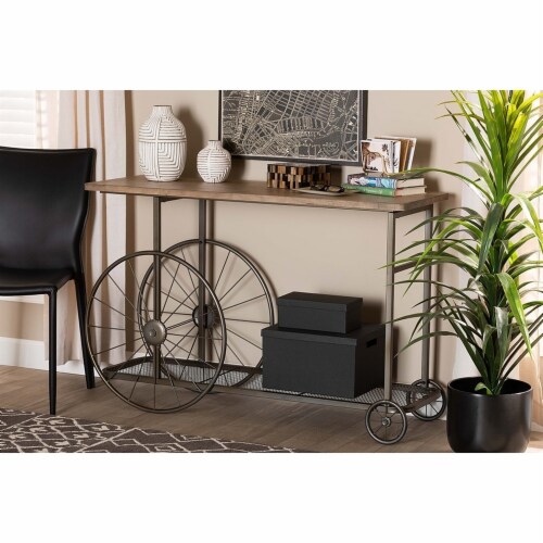Wheeled console table sales